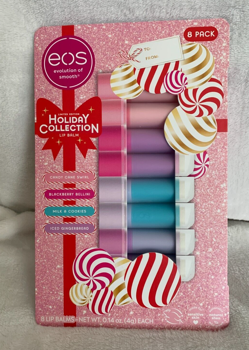 New 2024 EOS Holiday Lip Balm Candy Cane Blackberry Milk Cookies