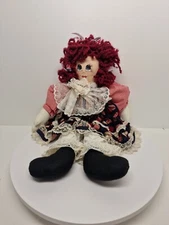 1995 Vintage Fabric Traditions Cloth Plush Doll Handcrafted Shelf Sitter 21"T 