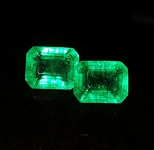 Natural Colombian Emerald Pair 3-5 Ct Loose Gemstone CERTIFIED Emerald Cut RE03