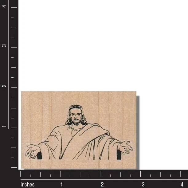 Sello de goma de madera, Jesús dando la bienvenida a cristianos, religiosos, Cristo, Dios, religión, hombre Foto 2 de 2