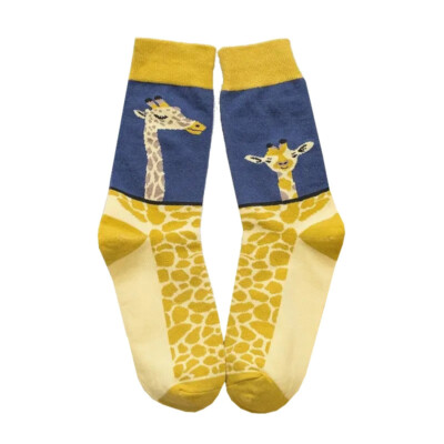 GIRAFFE | Womens Yellow Blue Animal Fun Novelty Socks | One Size UK 3-7 EU 36-40