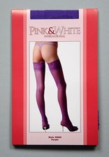 Pink White Int. Sheer Back Seam Hosiery Stay Up Lace Top Thigh High Stockings