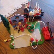 CASA E MACCHINA POMPIERI PLAYMOBIL COMPLETO DI ACCESSORI COME DA FOTO