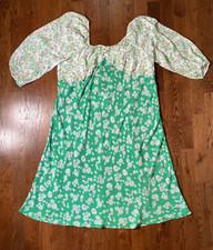 RIXO Daisy Floral Swing Dress Womens Size 28W/30W NWT Green