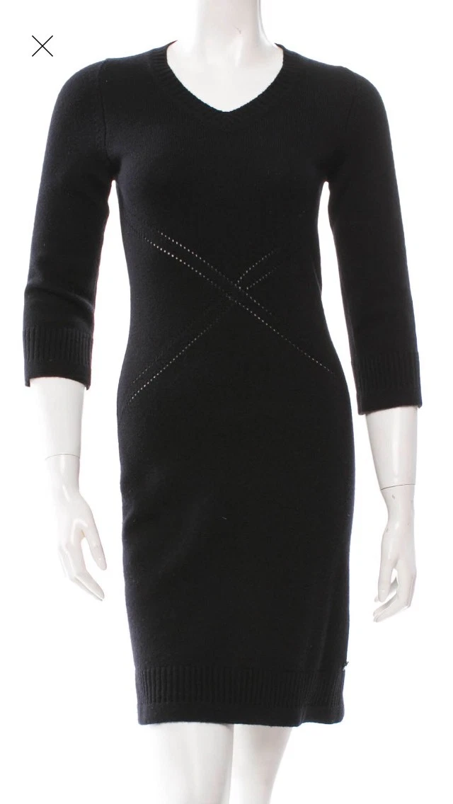 Abito in cashmere Chanel manica a tre quarti nero 34