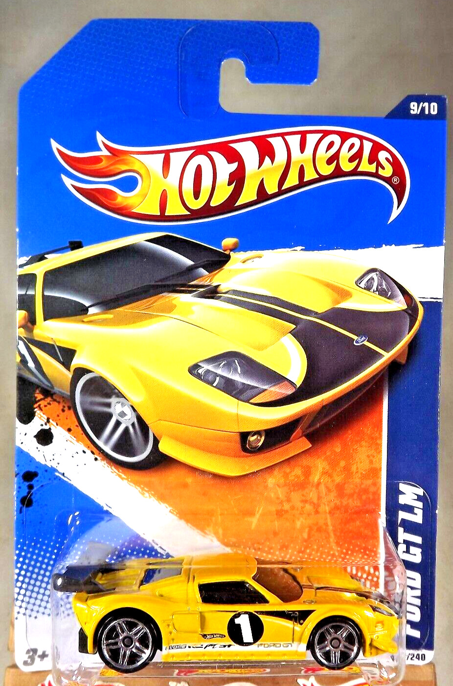 2010 Hot Wheels Kmart #157 HW Racing 9/10 FORD GT LM Yellow w/Pr5 Spoke 2011Card