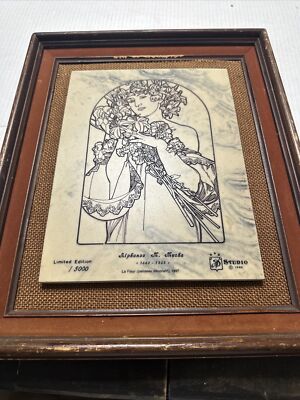 Alphonse Mucha La Fleur Tile Limited Edition  Rare Numbered