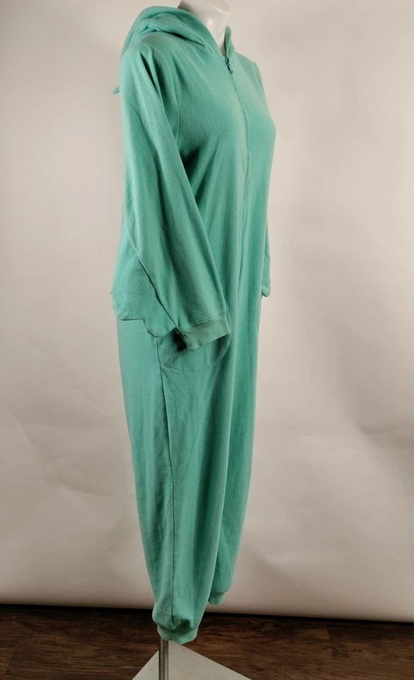 Nick & Nora 中号海贼王睡衣薄荷绿色猫头鹰连帽拉链翼袖 — 第 4/4 张图片