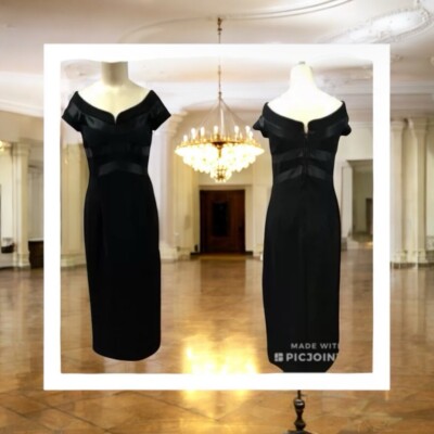 Js Collection,Woman,Cocktail Dress,Black,Sz 10,Long,Short Sleeve,Tray  neckline.! | eBay