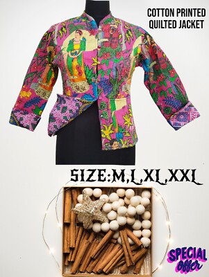 Indian Pink Frida Kahlo Reversible Cotton Quilted Jacket Women's Clothing Jacket