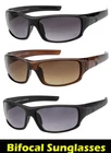 Bifocal Reading Sunglasses Wrap Around UV400 Sport Men Women Smoke +1.00~+3.50