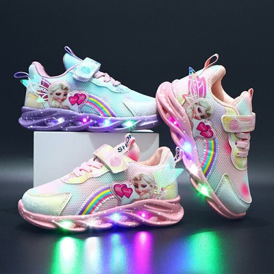 LED Kinderschuhe Glühen Sportschuhe Mädchen Elsa Prinzessin Schuhe NEU