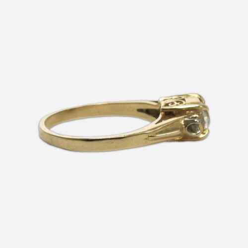Anello Tre Diamanti Oro Giallo 12K Vintage 0,60ct - Foto 3 di 6