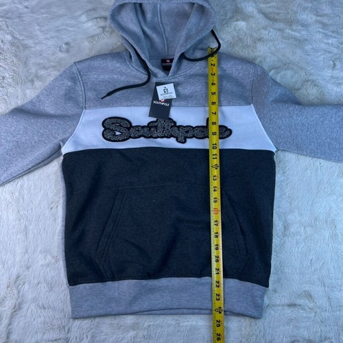 SouthPole Sweater Mens Small Gray Black White Color Block Pullover Hoodie Y2K - Picture 9 of 19