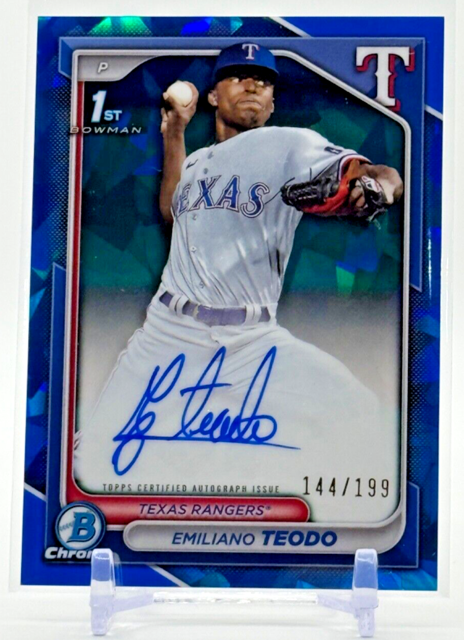 2024 Bowman Chrome Sapphire Emiliano Teodo Auto /199 Texas Rangers CSPA-ETE
