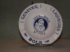Genever Liqueurs Lucas Bols Blue Gin Ceramic Ashtray Gouda Holland