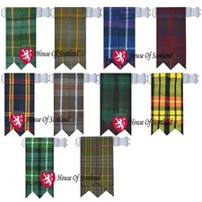 Scottish Kilt Hose Socks with Pointed Flashes & Garters in Various Tartans