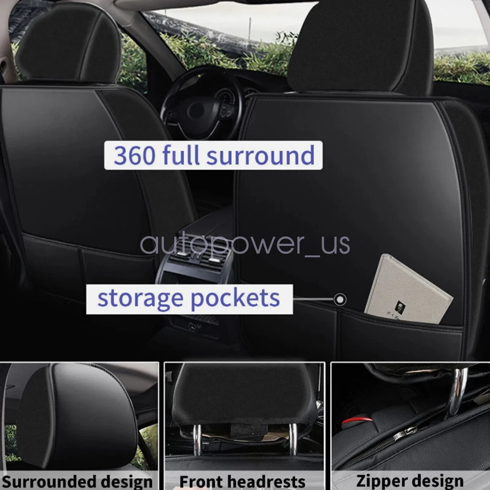 Fits Ford Focus 4-Door Auto Car Seat Covers 5-Seat Leather Front & Rear Full Set Foto 4 de 4