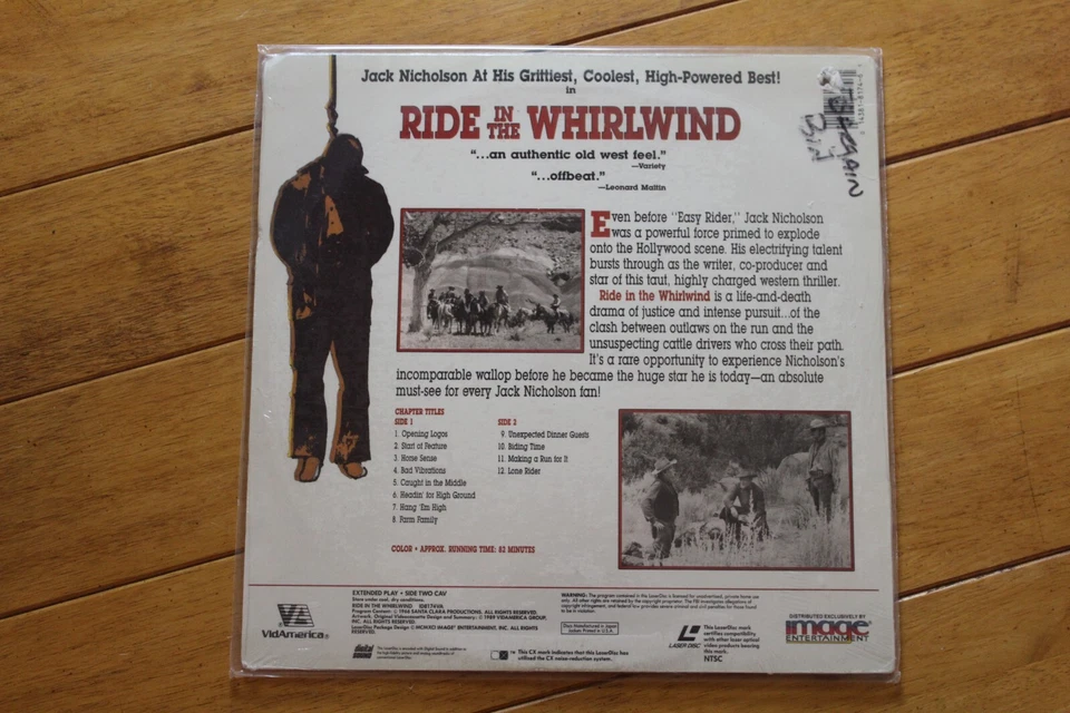 RIDE IN THE WHIRLWIND LASERDISC LD [NEW SEALED] JACK NICHOLSON *HOLE PUNCHED* Foto 2 de 4