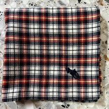 CLASSIC MAN HANDKERCHIEF COTTON POCKET SQUARE 18" ART DARK BLUE RED PLAID CHECKS