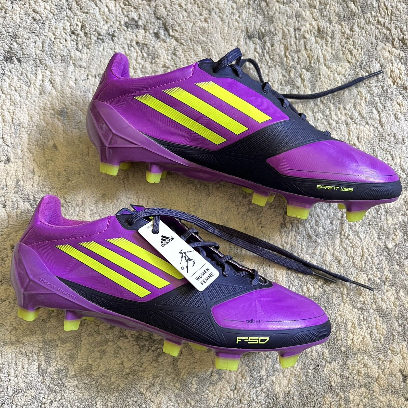 Adidas F50 Adizero TRX FG Soccer Futbol Cleats Woman Sz 5.5 Purple 