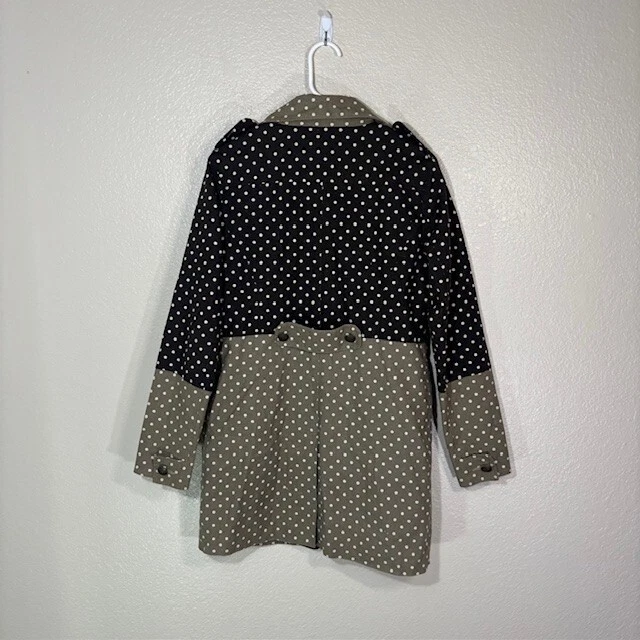 Betabrand пальто женщин средний куртка длинный коричневый горошек на пуговицах - Изображение 4 из 4