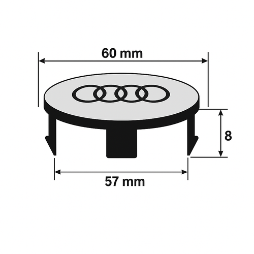Lot de 4 Centres de roue cache moyeu Noir 60mm AUDI A1 A2 A3 A4 TT 4B0601170 - Picture 4 of 11