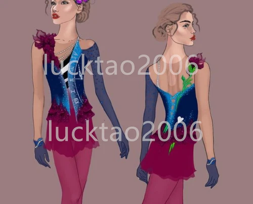 new style Figure Skating Ice Skating Dress Gymnastics Costume Sparkle 88153
