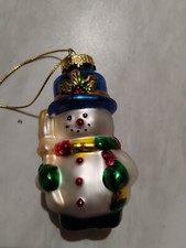 3 Glass Ornaments Snowman Penguin  Bear