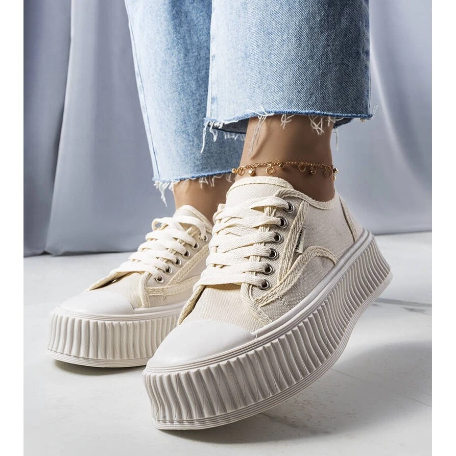 PA1 Zapatillas beige con plataforma de Connie. eBay