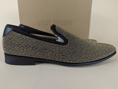Steve Madden Mezmoryz Loafers Mens 8 Black Gold Studded Slip  display picture 2