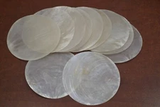 100 PCS NATURAL ROUND FLAT CAPIZ SEA SHELL BLANK DISKS 3"