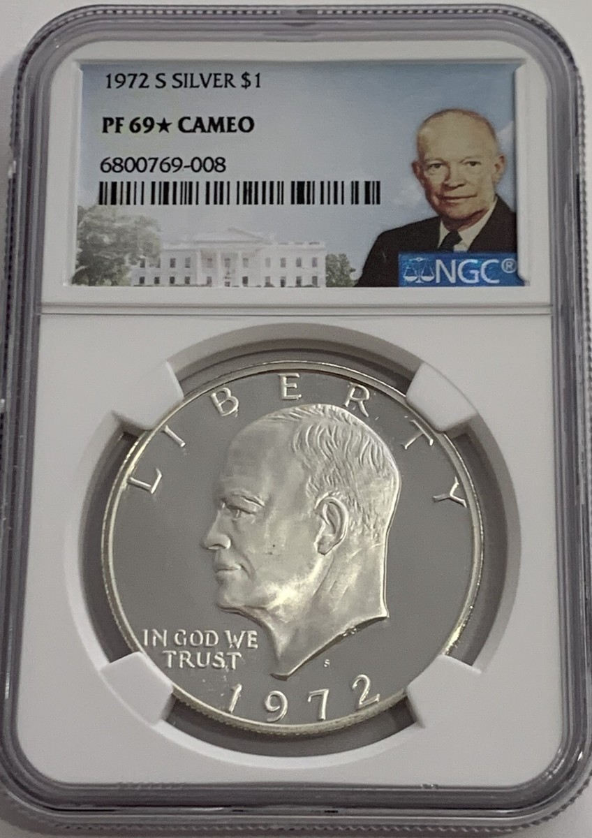 1972 S $1 NGC PF69 Star Cameo Proof 40% Silver Eisenhower Dollar