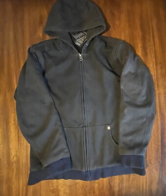 Vintage Slightly Faded Black Harley Davidson Zip Up Hoodie Jacket