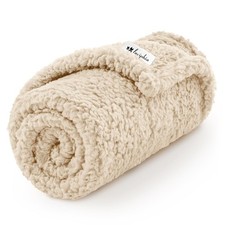 Luciphia Premium Fleece Dog Puppy Blanket Soft Pet Sherpa 30x20 inches, Beige