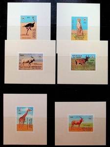 NIGER Sc 447-52 NH ISSUE OF 1978 - DELUXE PROOFS - ANIMALS - (DLM34)