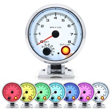 3.75 inch 95mm Tachometer with Shift Light, 8000 RPM Gauge, 7 Color Backlig...