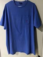 POLO RALPH LAUREN Men's Royal Blue Single Stitch Pocket T-Shirt XL Made In USA