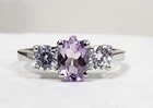 Vintage Sterling Silver 925 Oval Amethyst & Round CZ Cocktail Ring Size: 9.25