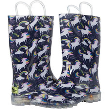 Western Chief 24124770P Toddler 5 Navy Unicorn Sky Lighted Rain Boots JOBB2104