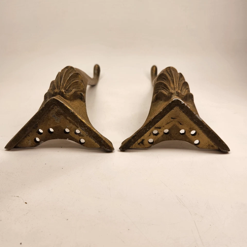 Пара винтажных антикварных викторианских чугунных ножек для стола с цветочным узором - Изображение 4 из 4