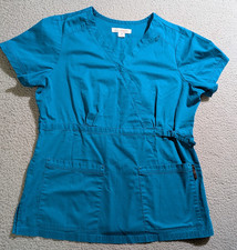 Koi Stretch Women s Blue Short Sleeve V Neck Medical Scrub Top / Size M