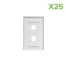 25 X 2-Port Keystone Jack RJ45 CAT Network Faceplate Wall Plate- White w/Windows