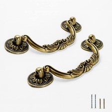 5pcs Antique Bronze Cabinet Pulls, 3-3/4 inch Hole Centers Vintage Drawer Han...