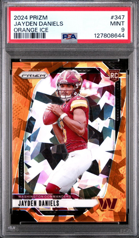 2024 Panini Prizm #347- Jayden Daniels RC Orange Ice Prizm PSA 9