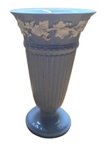 Wedgwood of Etruria & Barlaston Queensware Embossed Blue Vase 6.5" High