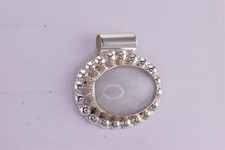 Sterling Silver 36mm x 35mm Oval White Quartz Statement 925 Pendant Mex 16g