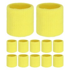 12PCS Sports Sweatbands, Cotton Wristbands Sweat Absorbent Yellow, 8cmW 