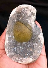YELLOW FLUORITE BALL ON QUARTZ MATRIX BASE # 383