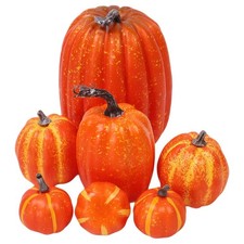 7 Pcs Artificial Pumpkins Fall Decor Assorted Faux Foam Halloween Thanksgiving